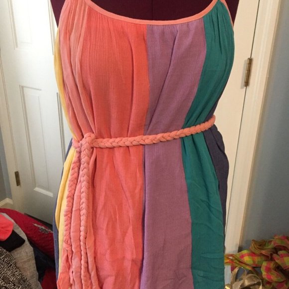 SPENCER+ ELLA LADIES SIZE MED MINI DRESS SPAGHETTI STRAPS BELTED BLOUSON - Picture 5 of 5